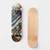 Retro-Futuristic Tech Street Art Skateboard 4 (Voorkant)