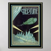Retro Futuristic Travel Neptune Poster 12 x 16 (Voorkant)