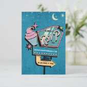 Retro Futuristic Wedding RSVP Sign Kaartje (Staand voorkant)