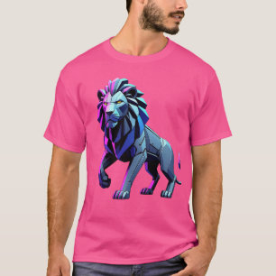 Retro-futuristisch geometrisch leeuw T-shirt