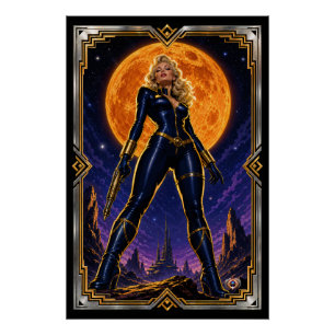 Retro-futuristisch glamourportret van Marcella Sol Perfect Poster