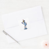 Retro Futuristisch Robot Karakter dat Zwaait Vierkante Sticker (Envelop)