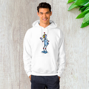 Retro Futuristisch Robot Karakter Waving Hoodie