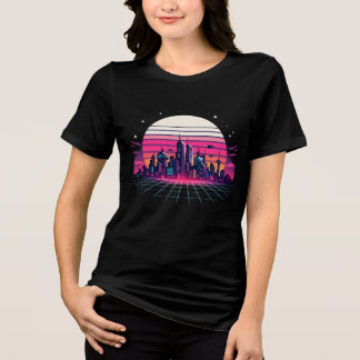Retro Futuristisch Stadslandschap Vaporwave Zonson Tri-Blend Shirt