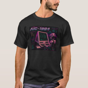 Retro Futuristische AI Robot Computer Vaporwave Ne T-shirt