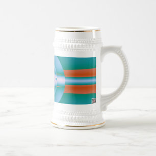 Retro Futuristische Aqua Koraal Abstracte Kunst Bierpul