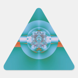 Retro Futuristische Aqua Koraal Abstracte Kunst Driehoek Sticker