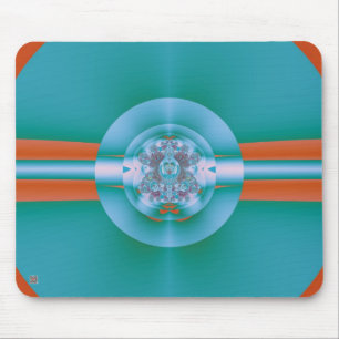 Retro Futuristische Aqua Koraal Abstracte Kunst Muismat