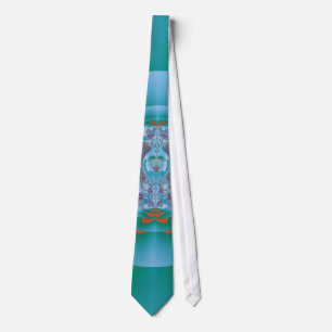 Retro Futuristische Aqua Koraal Abstracte Kunst Stropdas