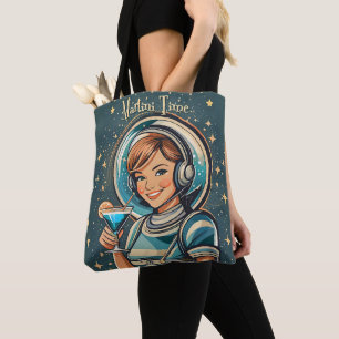 Retro Futuristische Astro Meisje Martini Tijd Draagtas