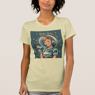 Retro Futuristische Astro Meisje Martini Tijd T-shirt