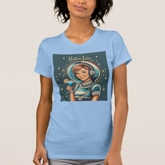 Retro Futuristische Astro Meisje Martini Tijd T-shirt