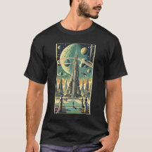 Retro Futuristische Buitenaardse Stad Postkaart Ku