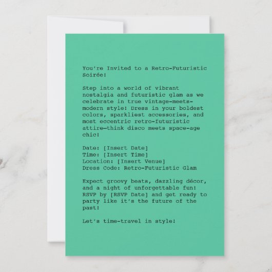 Retro-futuristische glamoureuze esthetiek kaart (Achterkant)