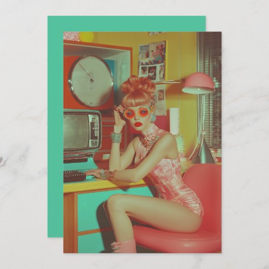 Retro-futuristische glamoureuze esthetiek kaart (Voorkant / Achterkant)