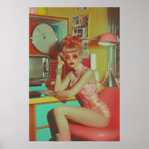 Retro-futuristische glamoureuze esthetiek poster