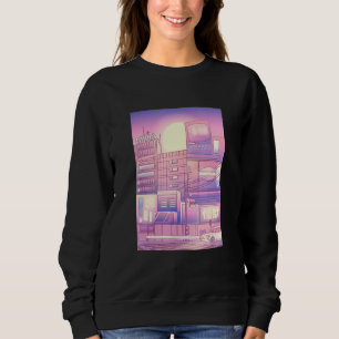 Retro Futuristische Japanse Stad Vaporwave 80s 90s Trui