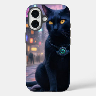 Retro futuristische kat iPhone 16 hoesje