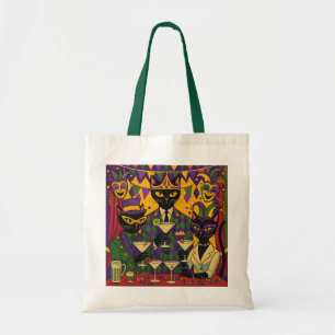 Retro Futuristische Mardi Gras Black Cat Martini C Tote Bag
