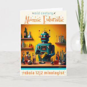 Retro Futuristische Robot ROBIA 12J2 Mixologist Kaart