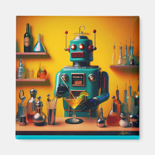 Retro Futuristische Robot ROBIA 12J2 Mixologist Magneet