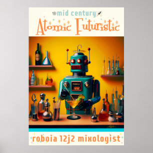 Retro Futuristische Robot ROBIA 12J2 Mixologist Poster