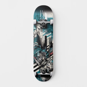 Retro-futuristische Tech Street Art Skateboard 1