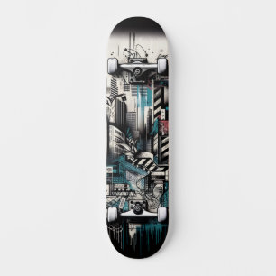 Retro-futuristische Tech Street Art Skateboard 2