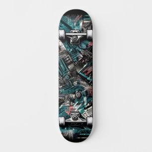 Retro-futuristische Tech Street Art Skateboard 24