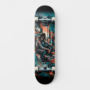 Retro-futuristische Tech Street Art Skateboard 25