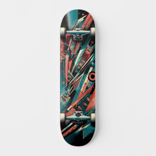 Retro-futuristische Tech Street Art Skateboard 37