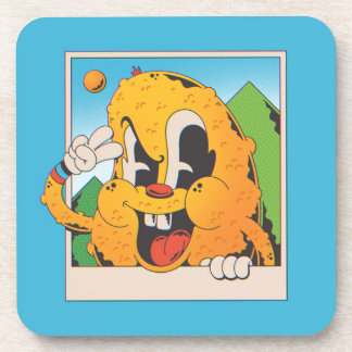 Retro Fuzzy Oranje Vredesteken Cartoon Bier Onderzetter