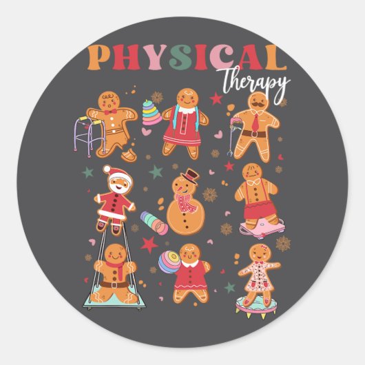 Retro Fysiotherapie Gingerbread Christmas Pt Fu Ronde Sticker (Voorkant)