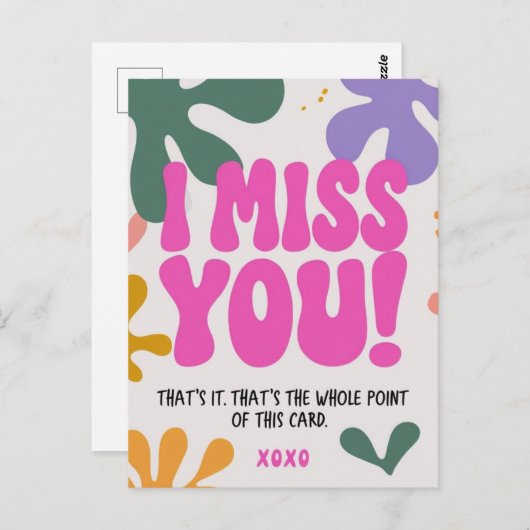 Retro gai Je Vous Manque Conception de la carte de (Devant / Derrière)