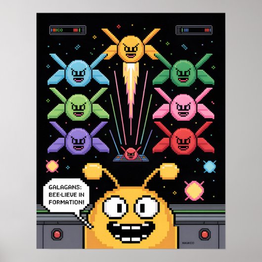 Retro Galaga Galagans Poster (Voorkant)