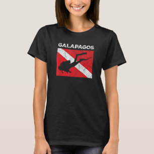 Retro Galapagos Eilanden Duik Vakantie Duik Vlag T-shirt