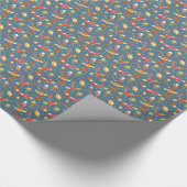 Retro Galaxy Buitenspatie raketten & astronauten Cadeaupapier (Hoek)