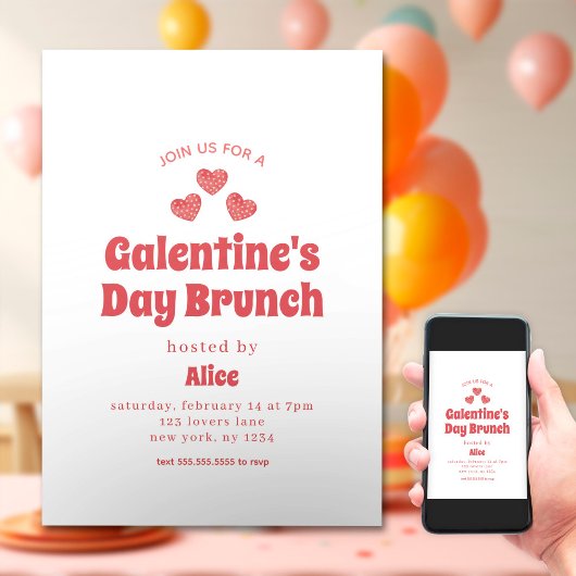 Retro Galentine's Day Brunch Valentijnsdag Kaart