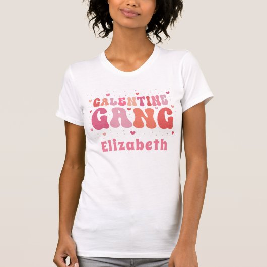 Retro "Galentine's Gang" Aangepaste naam T-shirt (Voorkant)