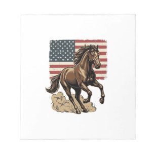 Retro Galopperend Paard Amerikaanse Vlag Shirt Ont Notitieblok