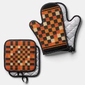 Retro Game Board Check Oven Mitt & Pot Houder Set (Voorkant / Achterkant)