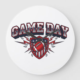 Retro Game Day Football Lightning Shield Patriotti Grote Klok