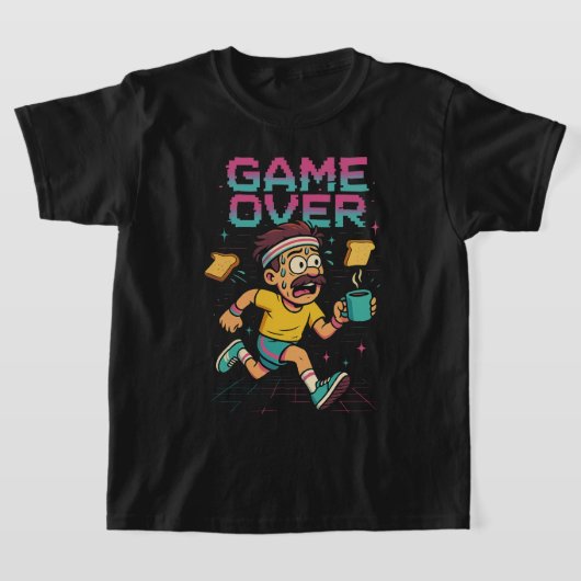 Retro “Game Over” Coffee Rush – Funny Running Cart T-shirt (Laagn)