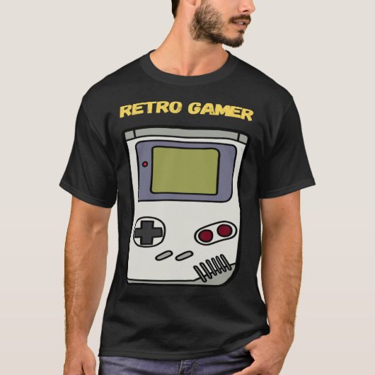Retro Gamer 1980s 1990s Handheld Gaming System Man T-shirt (Voorkant)
