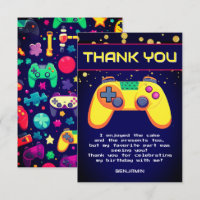 Retro Gamer Anniversaire Carte de remerciements pl
