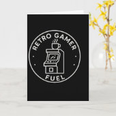 Retro Gamer Brandstof Arcade Koffie Gamen Voor 80s Kaart (Gele Bloem)