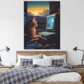 Retro Gamer Cat | 8-bits Pixel Art-gaming Canvas Afdruk (Insitu (Slaapkamer))