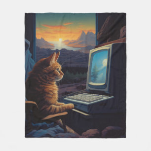 Retro Gamer Cat   8-bits Pixel Art-gaming Fleece Deken