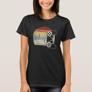Retro gamer hartslag videogames Gaming E T-shirt