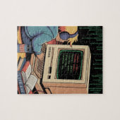 Retro Gamer Kind op  Computer Pixel Art Legpuzzel (Horizontaal)